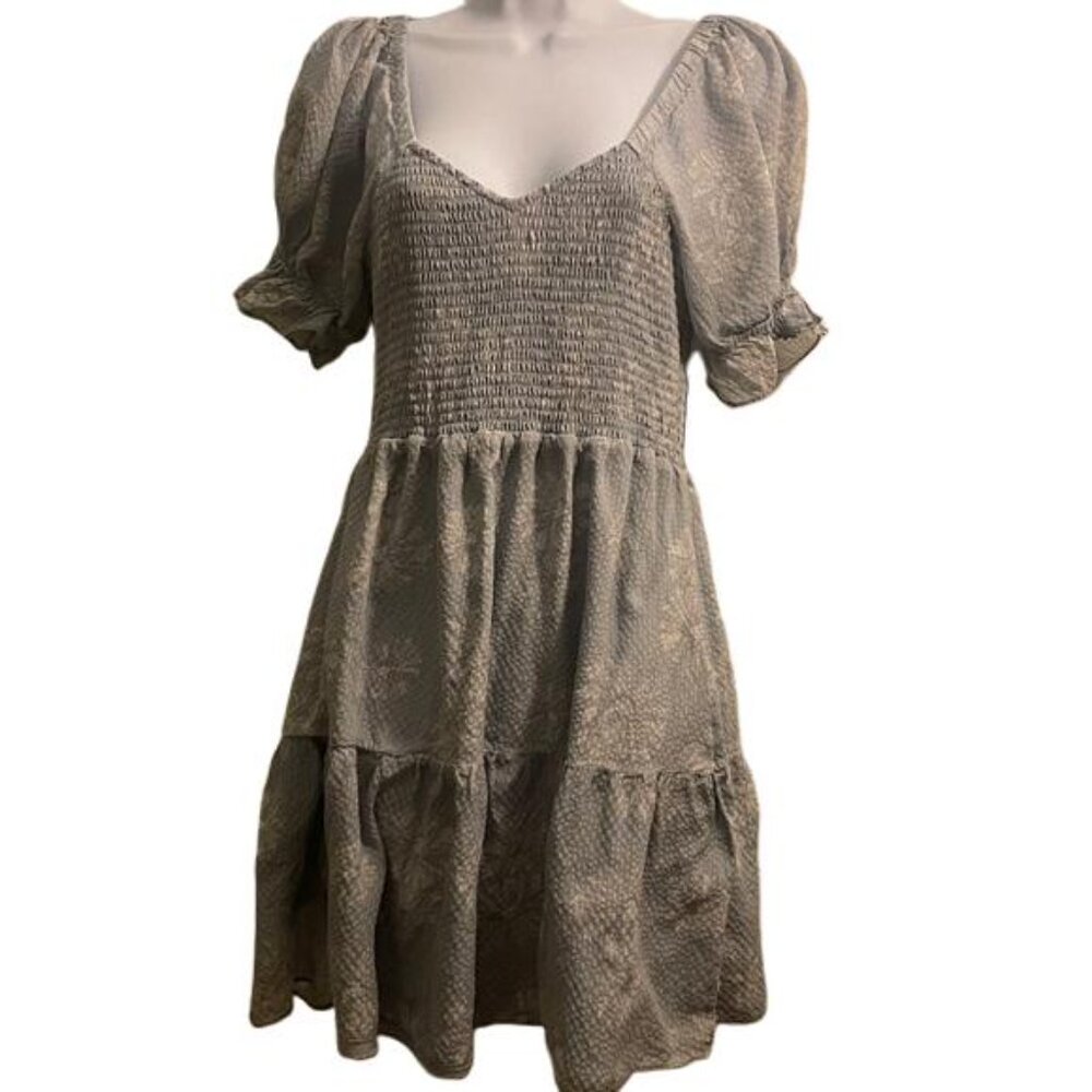 Madewell Beige Puff Sleeve Mini Dress